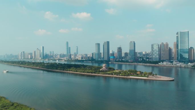 长沙橘子洲头全景航拍4k