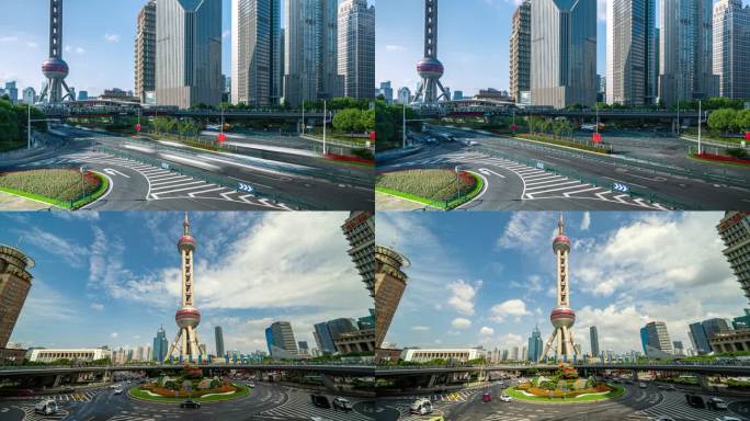 上海陆家嘴车流延时摄影