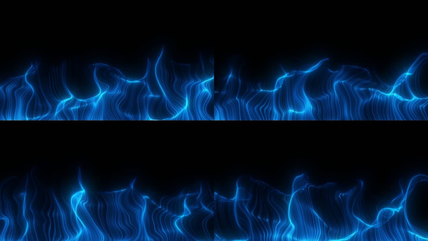 蓝色科技粒子火焰光带燃烧