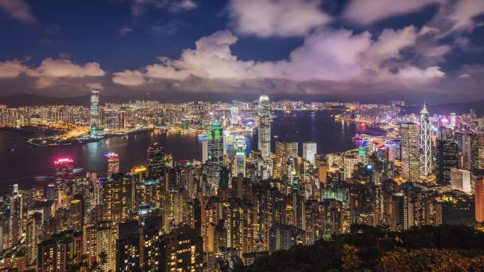 香港太平山顶延时拍摄夜景