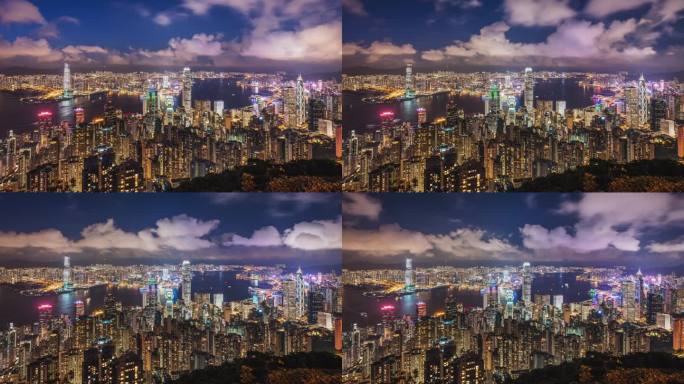 香港太平山顶延时拍摄夜景