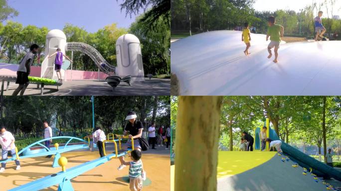 【4K】儿童成长玩乐水池游乐场公园运动