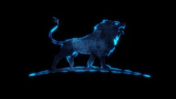 蓝狮子剪影动画标志-循环图形元素
