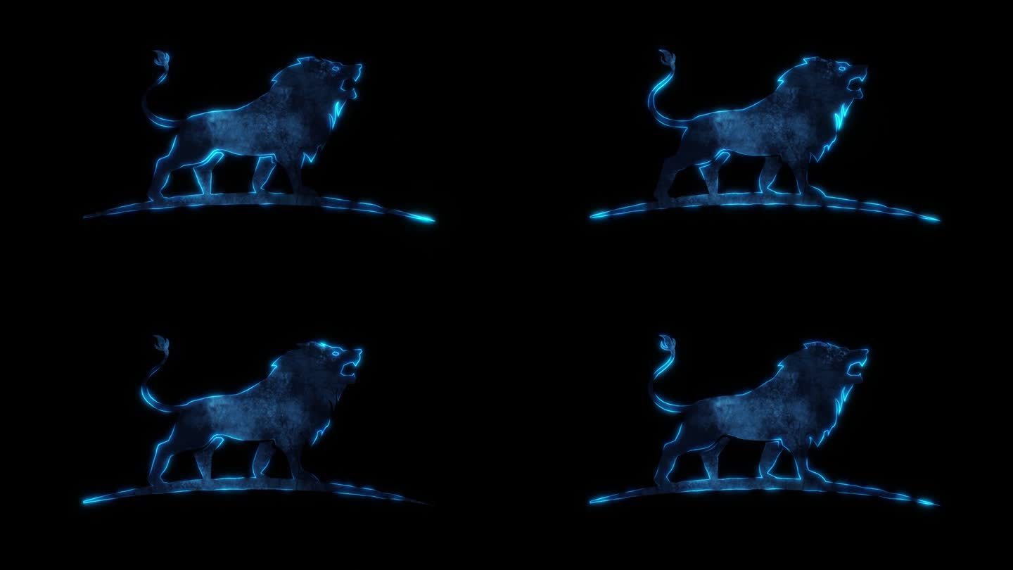蓝狮子剪影动画标志-循环图形元素
