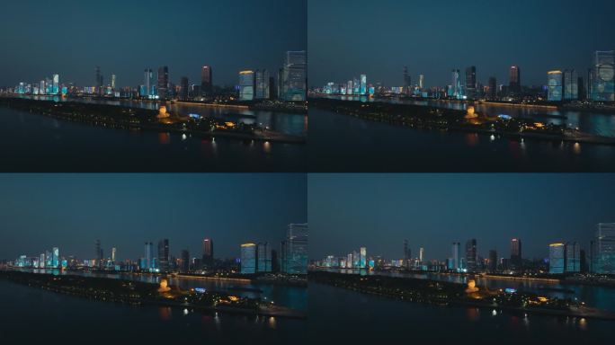 长沙橘子洲头夜景航拍4k