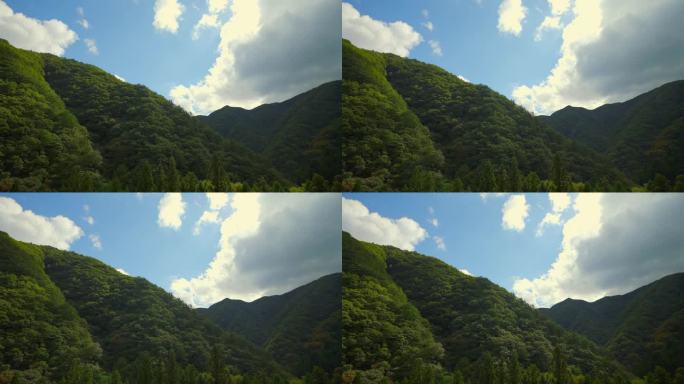 日本香川县的龙游山，蔚为壮观的蓝天白云，自然或徒步旅行