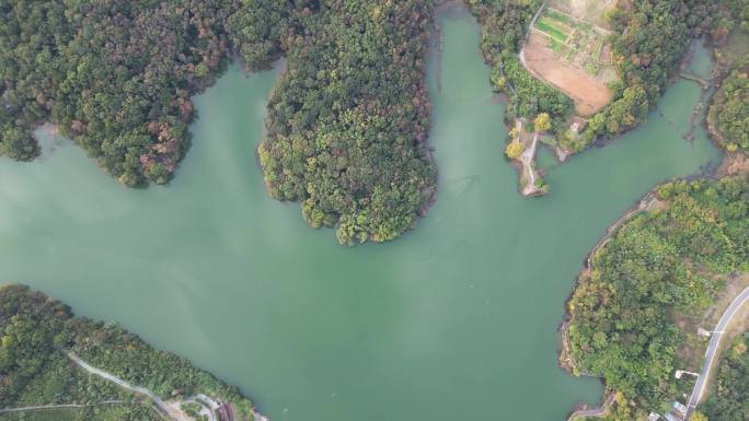 航拍南京浦口老山象山湖公园