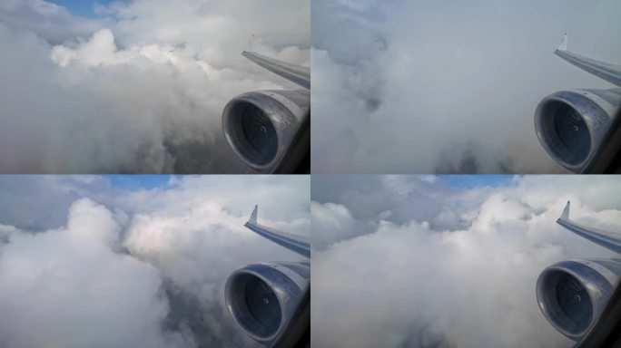 飞机窗外的云海飞机发动机飞行安全