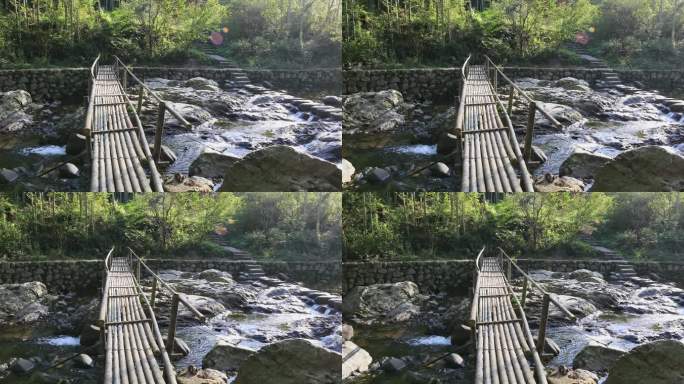 溪流上的竹桥