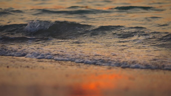 海浪 晚霞 没落日