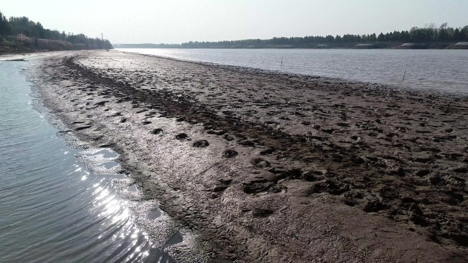 4K 航拍 黄河 黄河大桥 黄河滩 车流