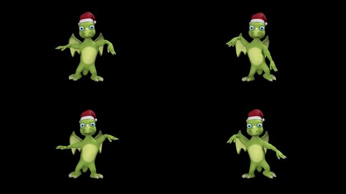 绿龙戴着圣诞帽跳舞