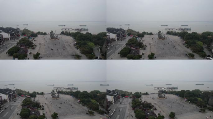 湖南岳阳巴陵广场汴河街航拍