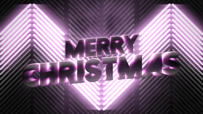 圣诞快乐与霓虹紫色条纹在迪斯科舞台上