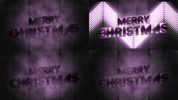 圣诞快乐与霓虹紫色条纹在迪斯科舞台上