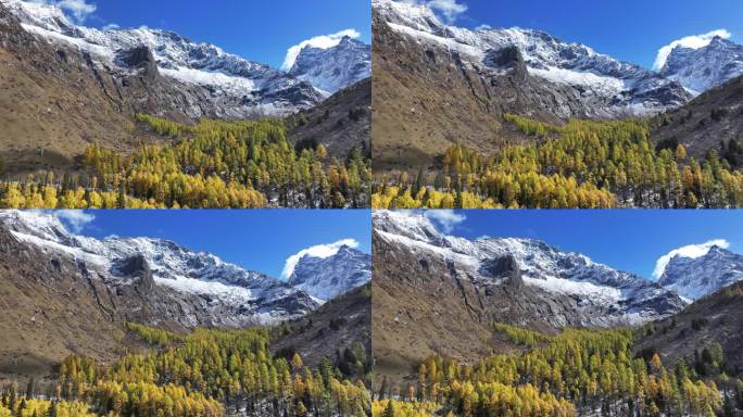 四姑娘山双桥沟雪山秋景航拍