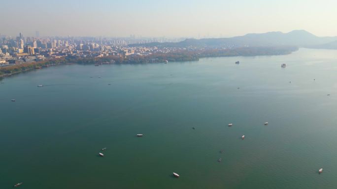 浙江杭州西湖景区苏堤三潭印月小瀛洲雷峰塔