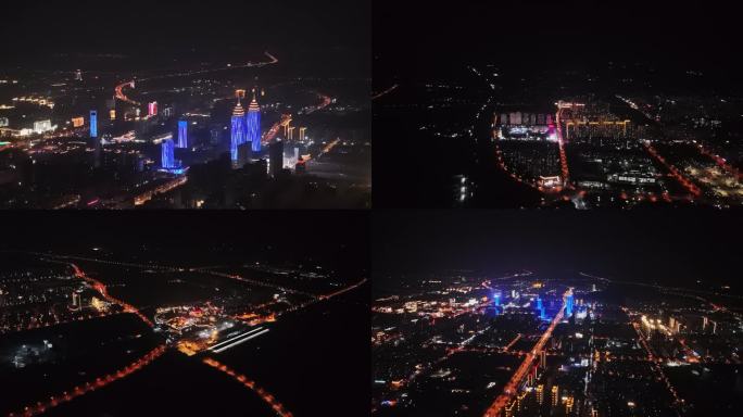 枣庄航拍 夜景 双子塔 航拍夜景 枣庄