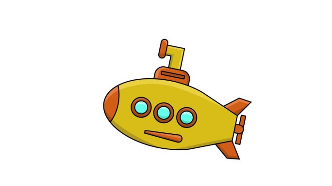 一个潜艇图标在白色背景的动画视频