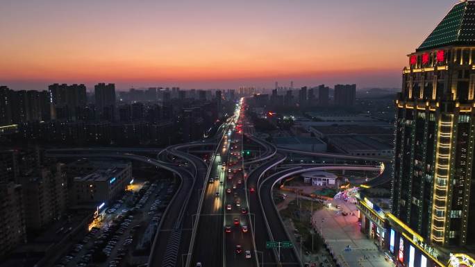 徐州环球港城东大道快速路高架立交桥夜景