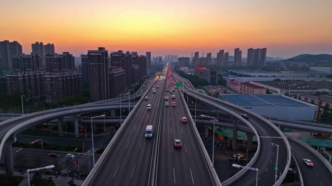 徐州环球港城东大道快速路高架立交桥夜景