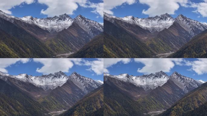 高原雪山秋景航拍