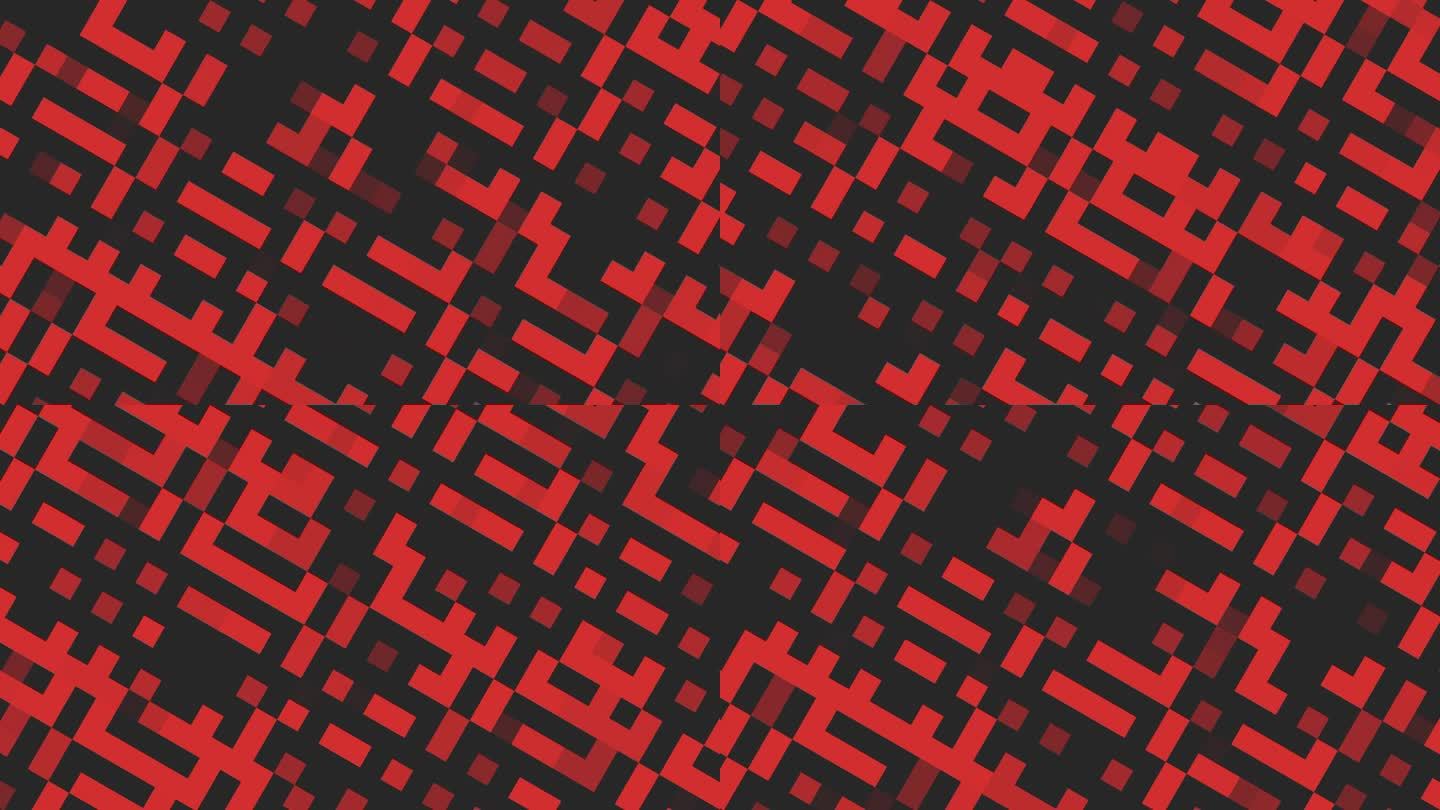 几何红黑方形图案重叠网格设计