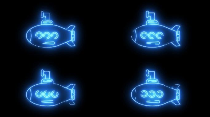 带有霓虹军刀效果的动画潜艇图标