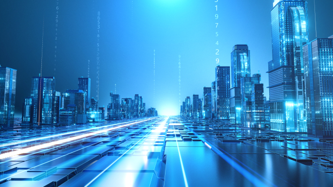 科技智能AI城市概念大数据穿梭