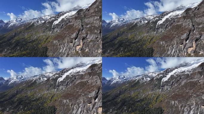 四姑娘山双桥沟雪山秋景航拍