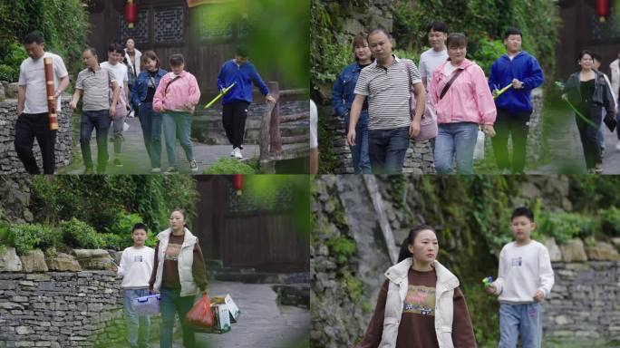 4K参观十八洞村的游客
