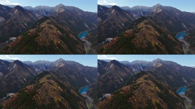 航拍四川九寨沟诺日朗瀑布五花海山脉彩林