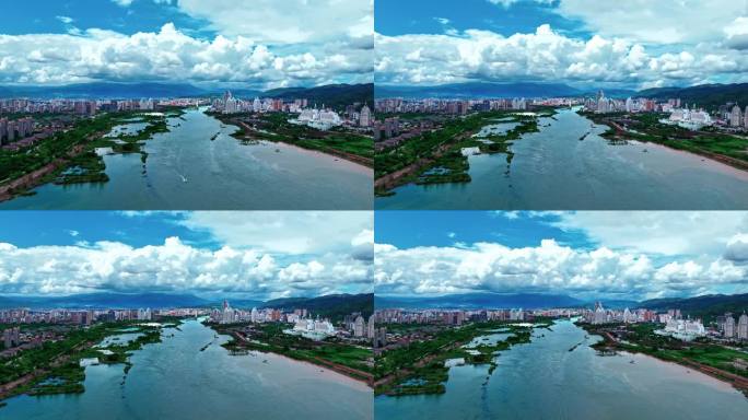 云南西双版纳超大城市景航拍延时摄影