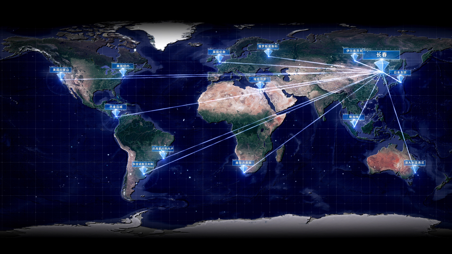 吉林长春辐射全国全球地图