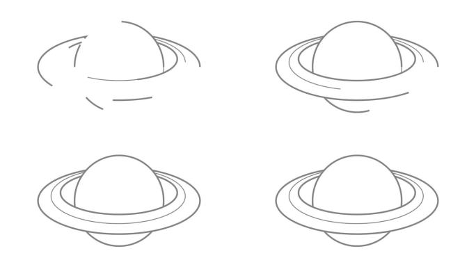 形成土星的动画素描视频