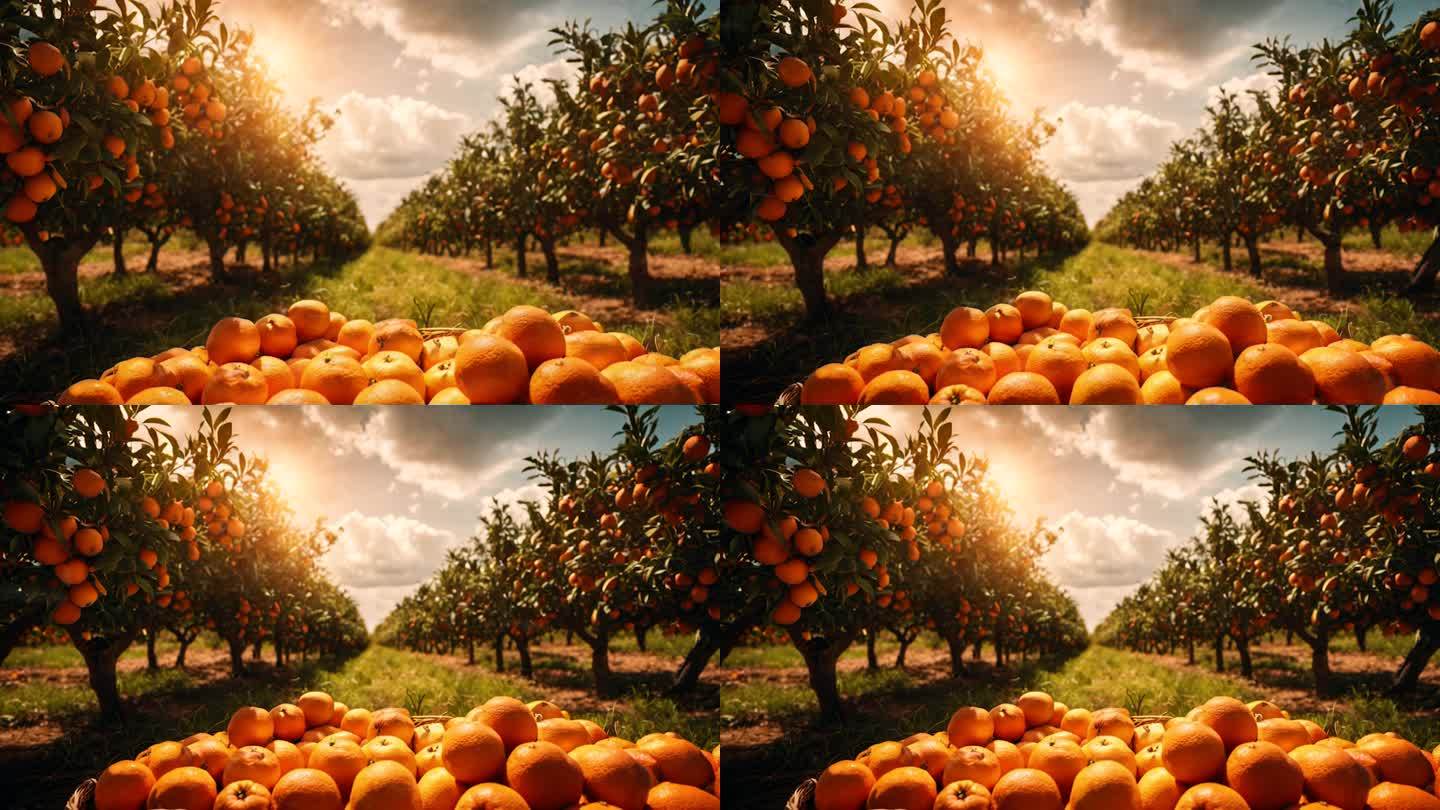 4K桔子园柑橘概念背景07