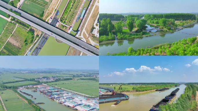 运河港口京杭大运河航拍生态治理