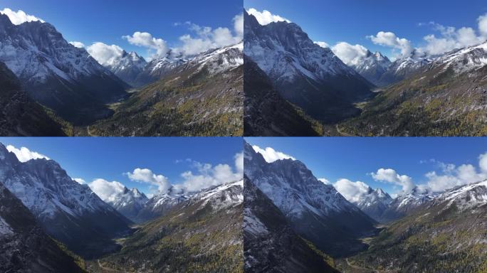 四姑娘山双桥沟雪山秋景航拍