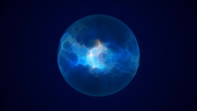 能量抽象蓝色球体发光液体等离子体，电魔圆能量球为背景