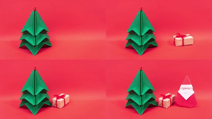 原来的折纸圣诞节日贺卡。