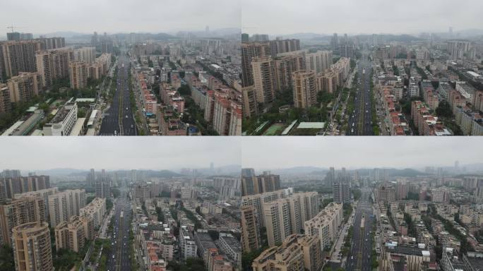 下雨天城市能见度 云雾  广东中山