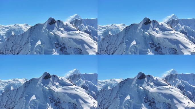 航拍贡嘎山区多戈隆巴雪山冰川风光