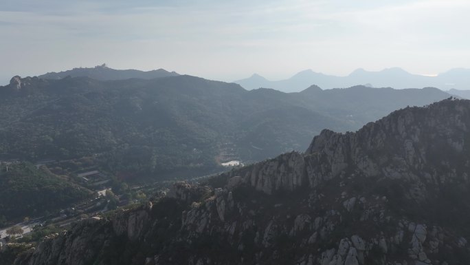 航拍山东荣成石岛赤山风景区秋天风景