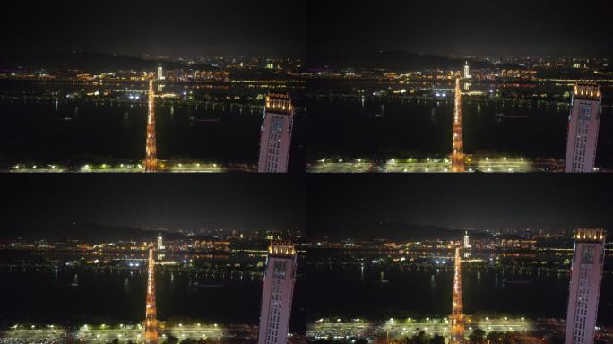 湖南长沙五一商圈夜景航拍