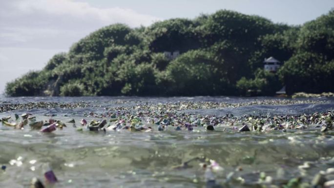 海洋垃圾，海洋悬崖风光 4K