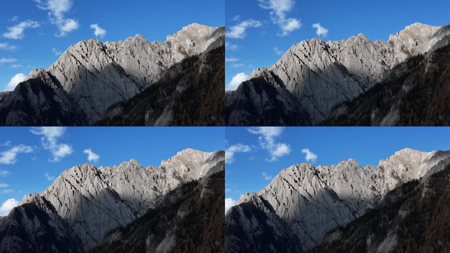 航拍四川九寨沟长海雪山秋季彩林季