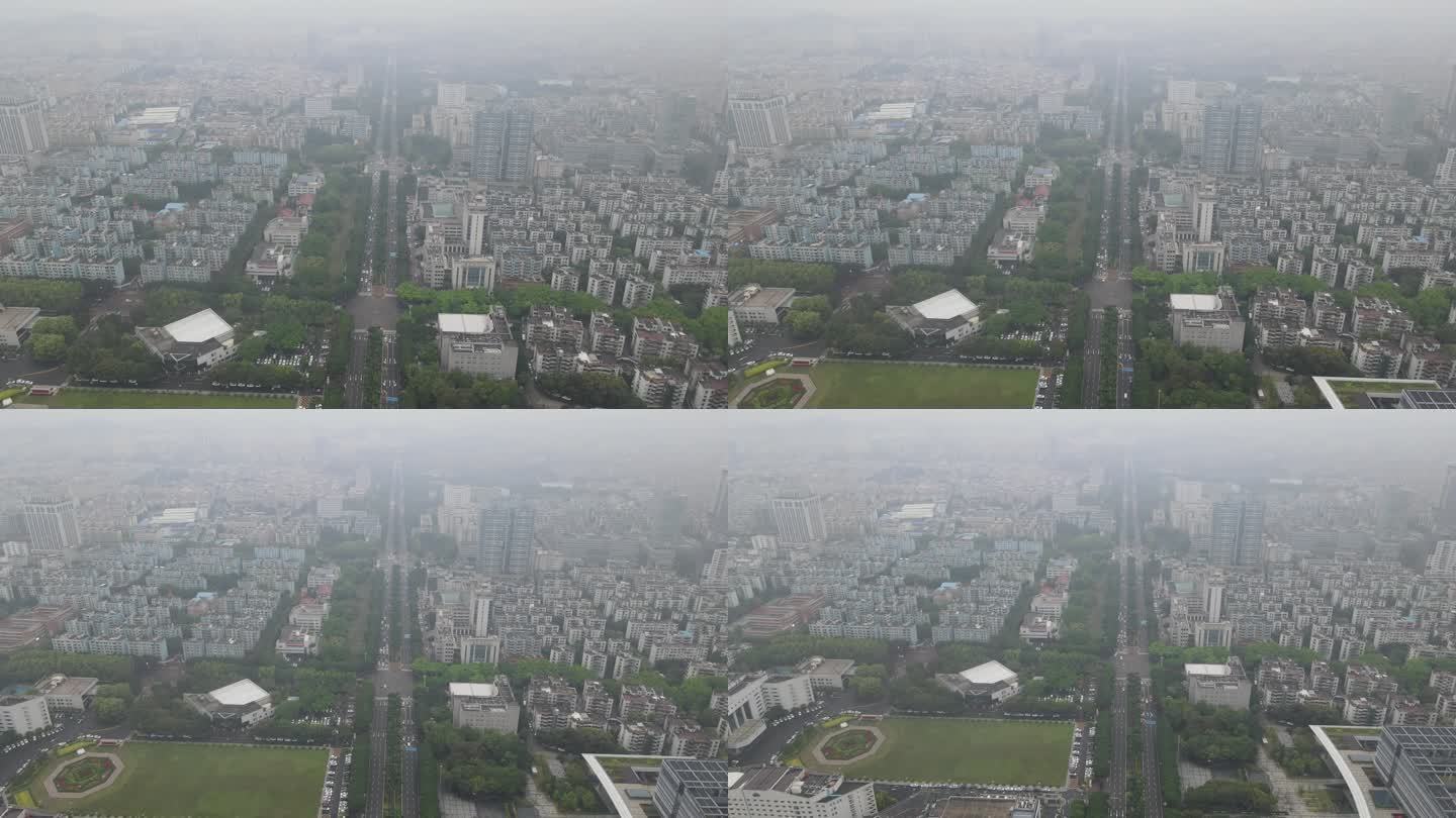 下雨天城市能见度 云雾  广东中山