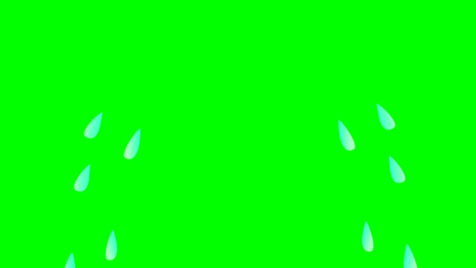 在绿色的屏幕背景下，眼泪从眼睛里流出的视频元素。哭闹卡通脸绿屏效果，抽象技术，无缝循环4k视频，3D