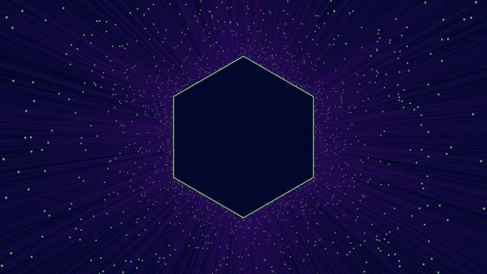 未来主义的六边形抽象设计，周围环绕着星星