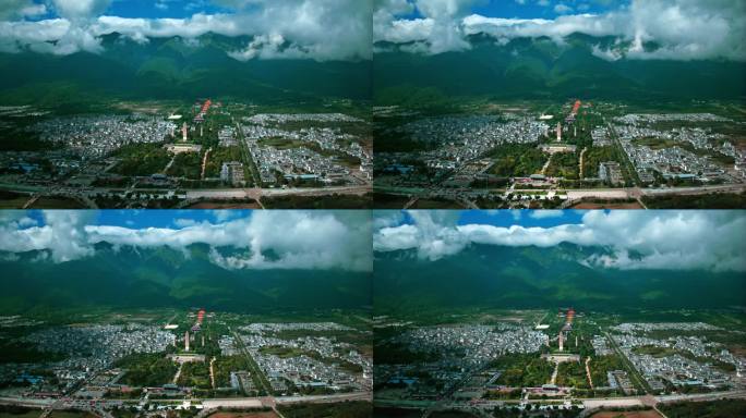 云南大理三塔超大城市景延时摄影